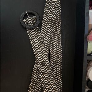 H&M Black and Cream Woven Belt